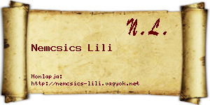 Nemcsics Lili névjegykártya
